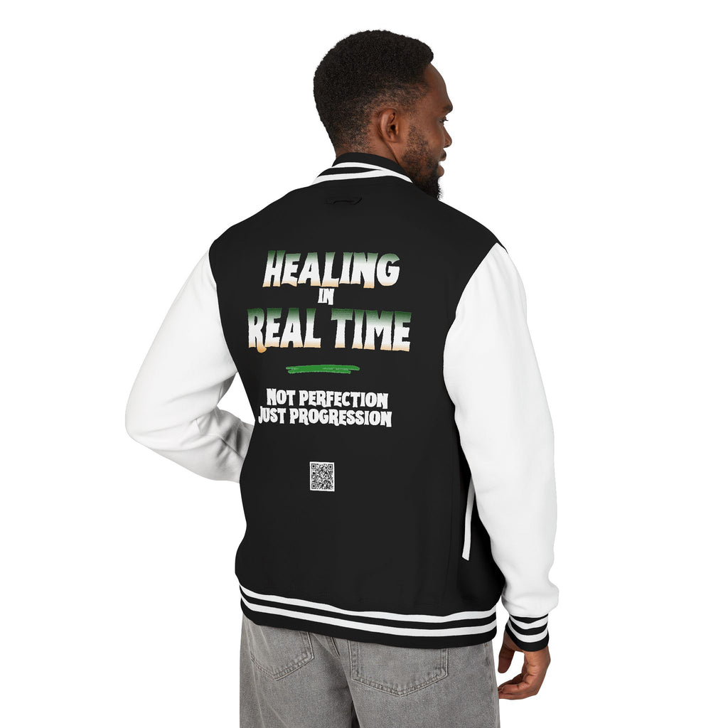 Letterman Jacket — 'Healing Real Time' Retro Campus Varsity Jacket